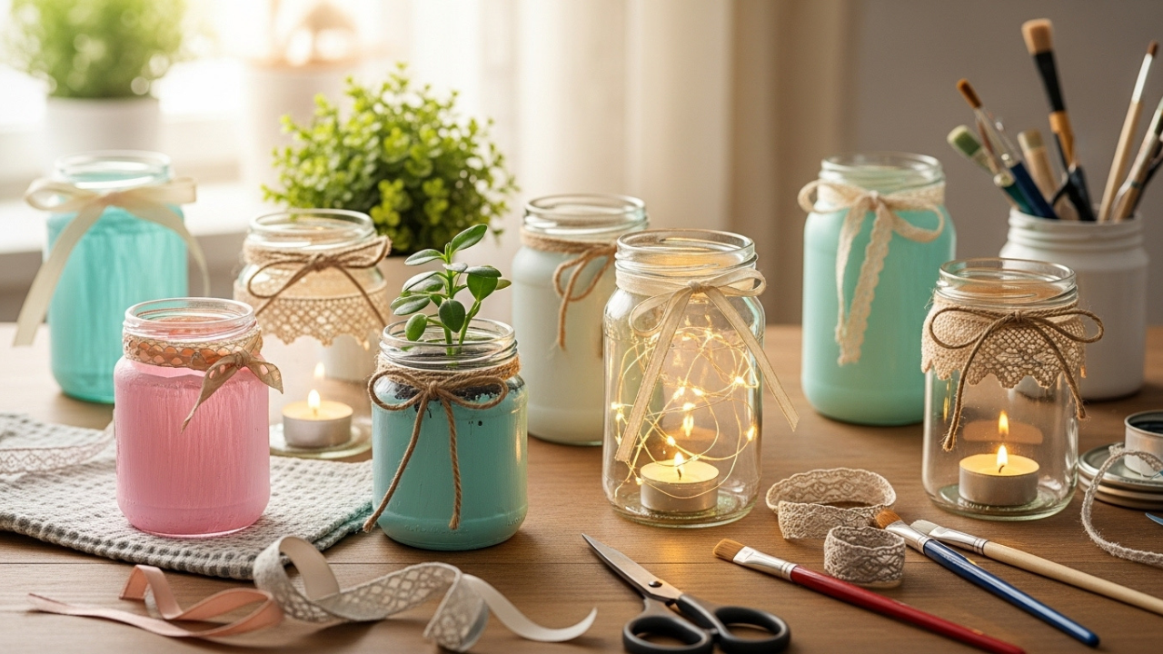 DIY Crafts Using Glass Jars for Home Decor